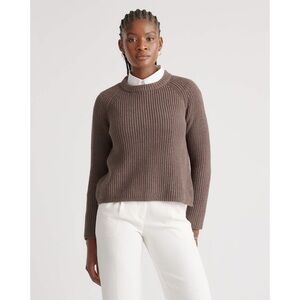 Quince Brown Crew Neck Fisherman Sweater